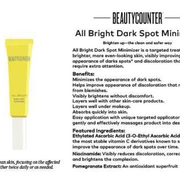 Black Friday Deal🍁
All Bright Dark Spot Minimizer - Beautycounter - Picture 5 of 5